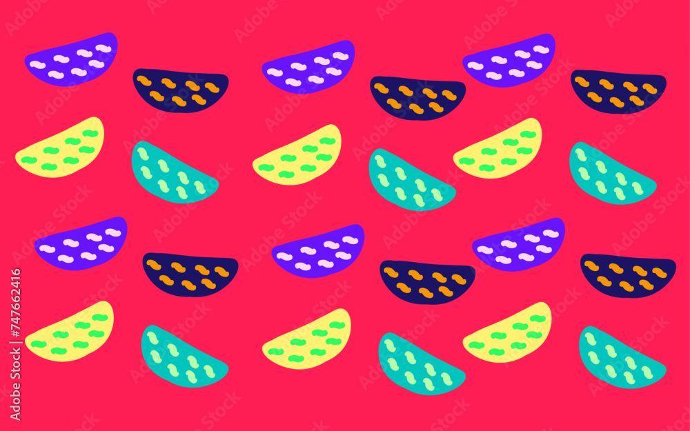 Bowls of different colors and designs on red background. Bowls of different colors and designs on red background.
