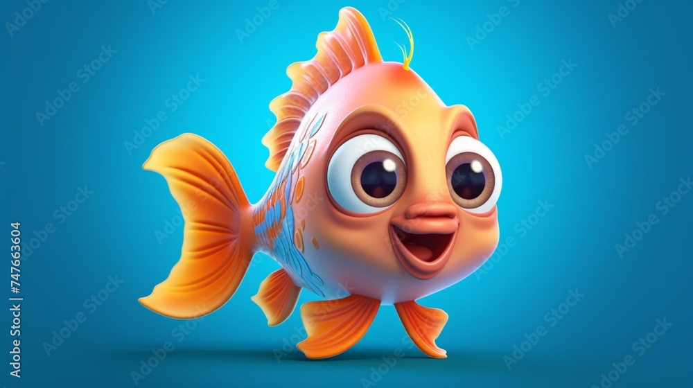 A cute cartoon gagla fish character Ai Generative