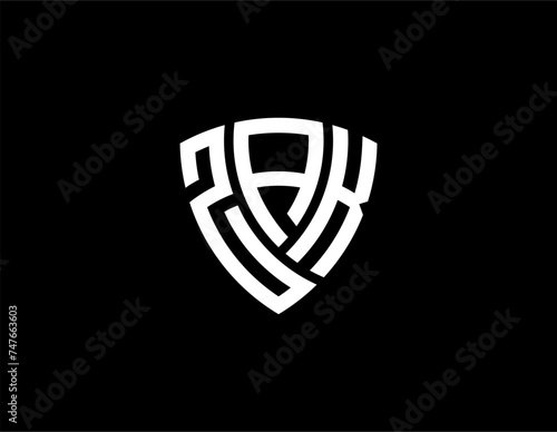 ZAK creative letter shield logo design vector icon illustration photo