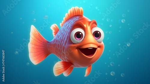 A cute cartoon ghoniya fish character Ai Generative
