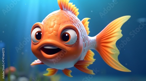 A cute cartoon giliputi fish character Ai Generative