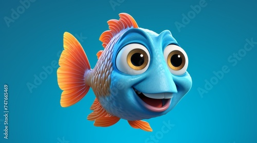 A cute cartoon goroy fish character Ai Generative