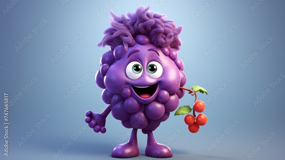 A cute cartoon grape character Ai Generative