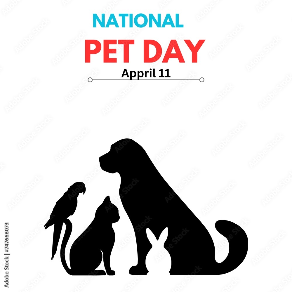 National pet day holiday social media post and card design. April 11