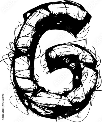 Scribble number sketch drawing