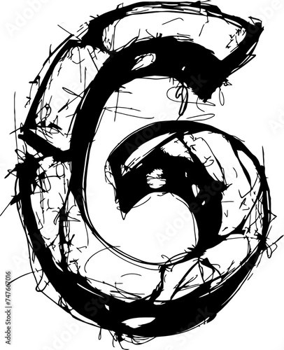 Scribble number sketch drawing