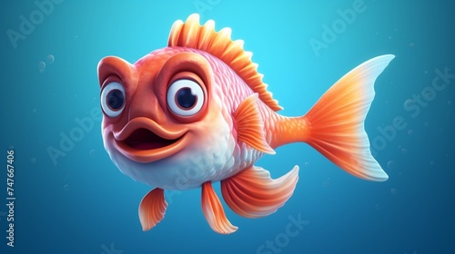 A cute cartoon gutum fish character Ai Generative