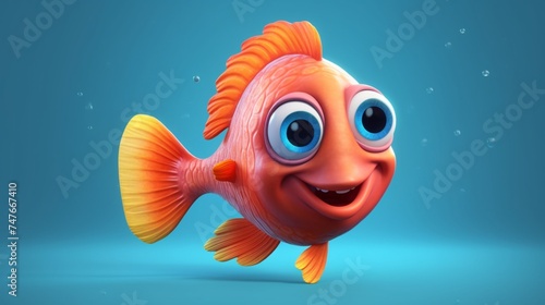 A cute cartoon hatche fish character Ai Generative