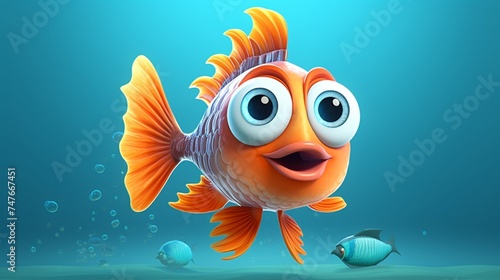 A cute cartoon hatche fish character Ai Generative © Lucky