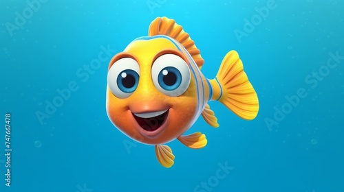 A cute cartoon hatche fish character Ai Generative