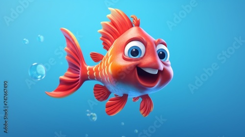 A cute cartoon hilsha fish character Ai Generative