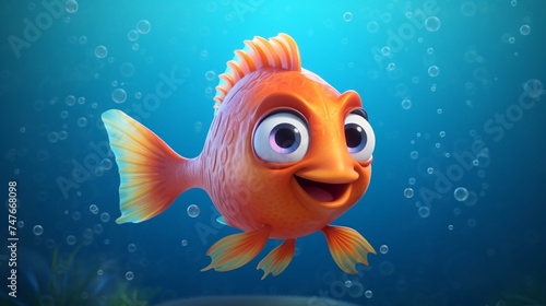 A cute cartoon joiya fish character Ai Generative