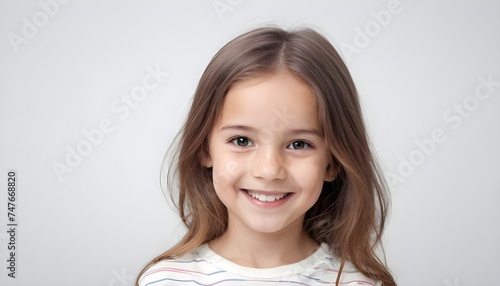 Portrait of a cute little girl. smiling. indoor. clean background. 