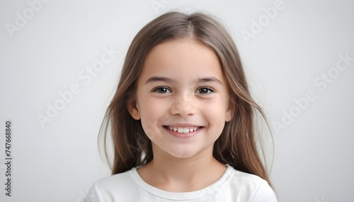 Portrait of a cute little girl. smiling. indoor. clean background. 