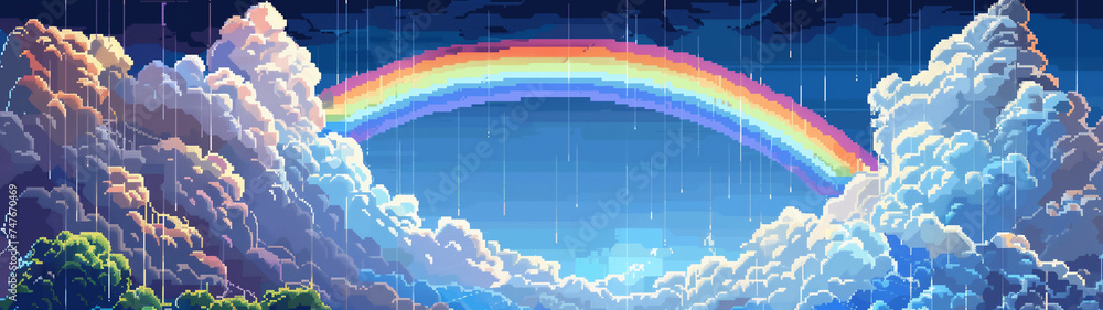 Pixel Rainbow and Cloudscape Majesty Pixel Rainbow and Cloudscape Majesty