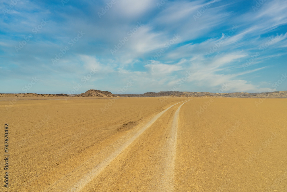 Beautiful desert landscape with blue sky at Cabo de Vela. La Guajira, Colombia. Beautiful desert landscape with blue sky at Cabo de Vela. La Guajira, Colombia.