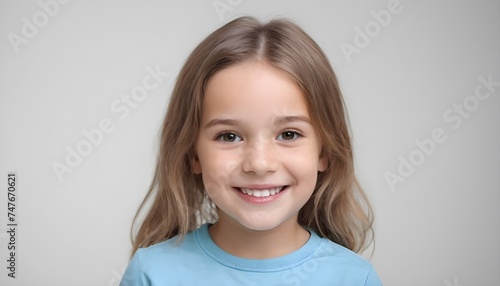 Portrait of a cute little girl. smiling. indoor. clean background.
