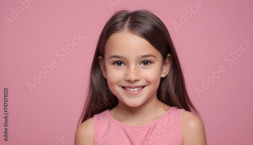 Portrait of a cute little girl. smiling. indoor. clean background.