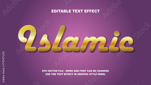 Editable Text Effect Islamic 3D Vector Template