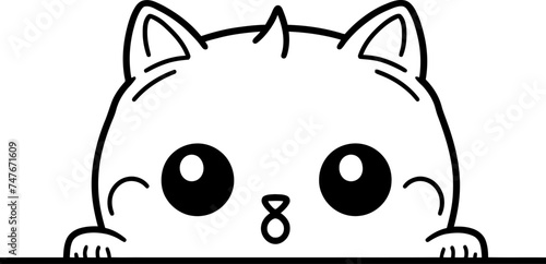 Cat peeking sketch drawing