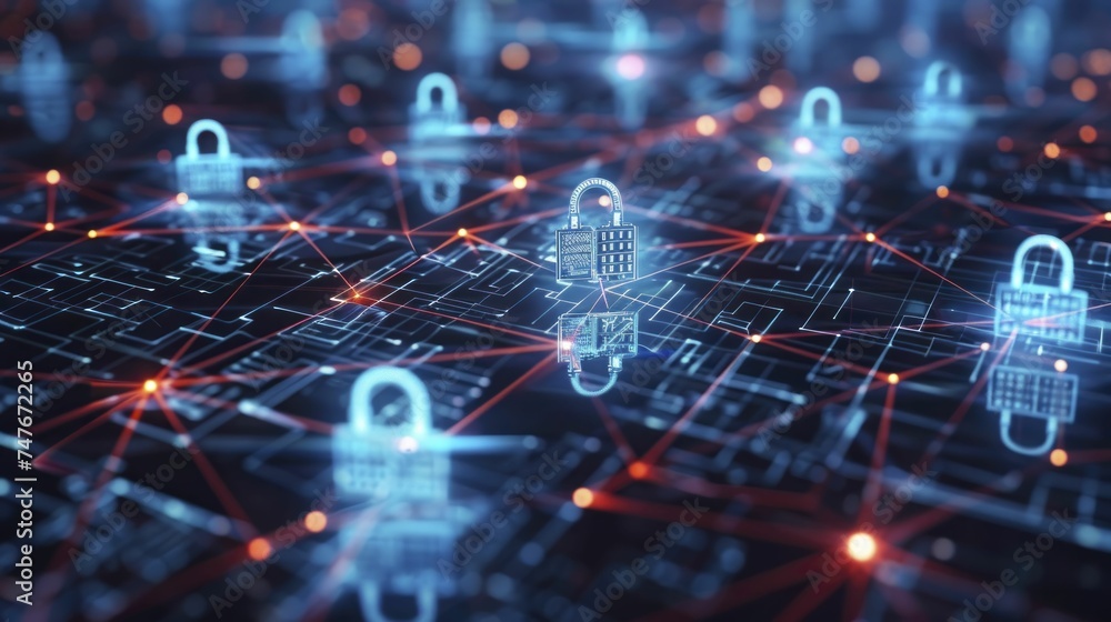 Strengthening cybersecurity in manufacturing networks to safeguard intellectual property and data from cyber threats. - obrazy, fototapety, plakaty 