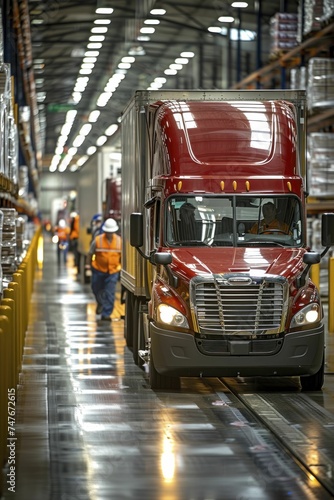 The loading docks bustle with trucks and forklifts in a synchronized supply chain ballet of logistics.