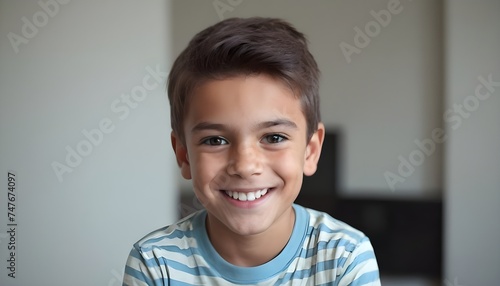 Portrait of a kid, boy, child. smiling. indoor. clean background.