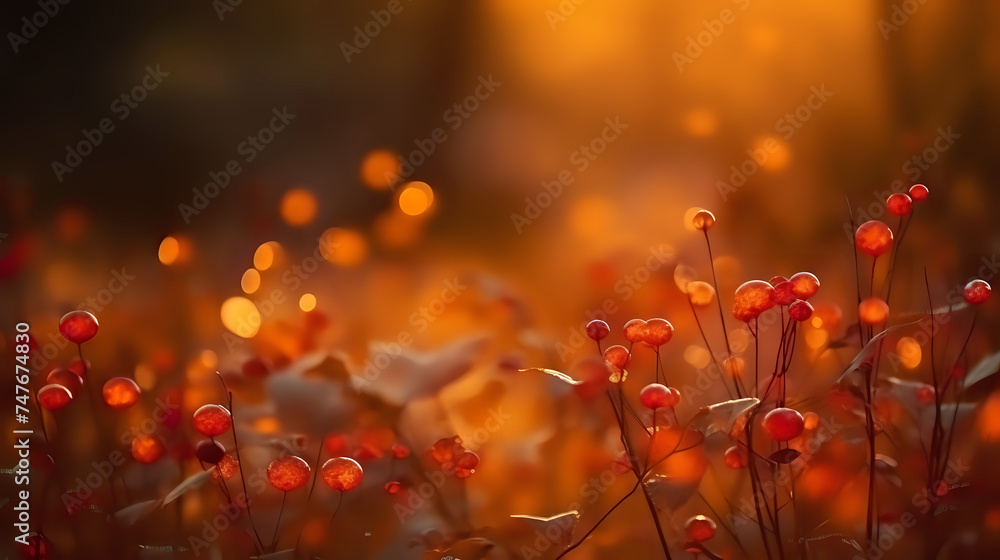 Golden Hour Berries.
Glowing red berries basking in the golden hour light, creating a magical and warm autumn atmosphere.