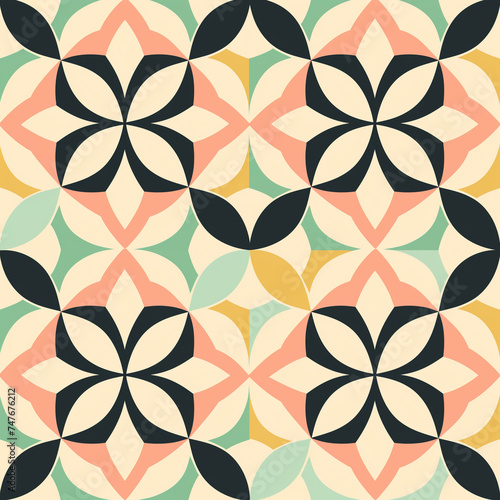 seamless pattern with flowers. seamless patern perfect symmetry. geometric forms pattern