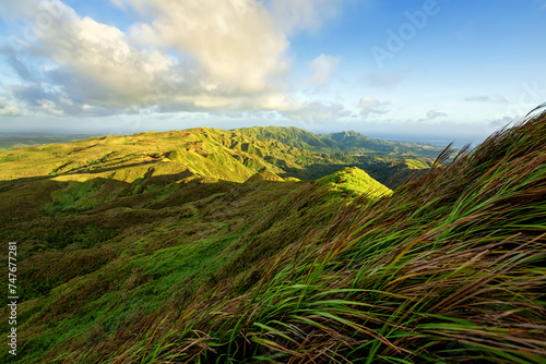 Mt. Lam Lam from the summit just before sunset with sweeping winds and clear skies
