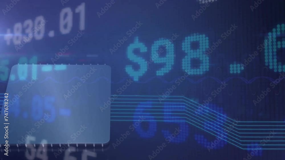 Animation of financial data processing over dark background Animation of financial data processing over dark background