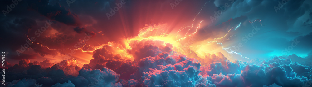 Radiant Fury: Fiery Storm Illuminates the Heavens