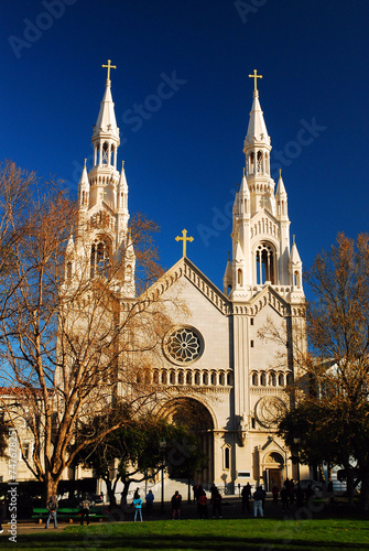 Photography Sts Peter and Paul Church  is a two steepled Catholic Cathedral on Washington Sq