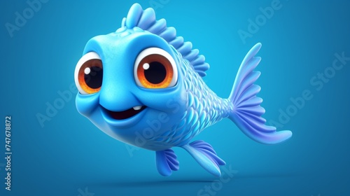 A cute cartoon keti fish character Ai Generative