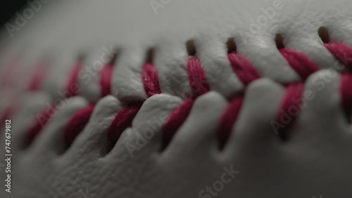 Dramatic, cinematic macro texture shots of a baseball