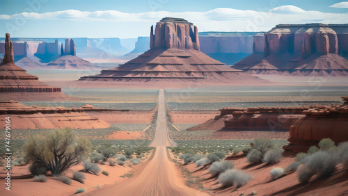 A desert landscape with buttes