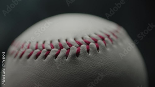 Dramatic, cinematic macro texture shots of a baseball
