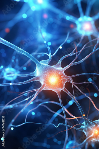 A close-up of a network of interconnected neurons in the brain