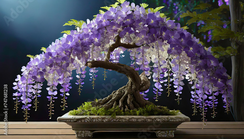 Drzewko bonsai , fioletowe kwiaty