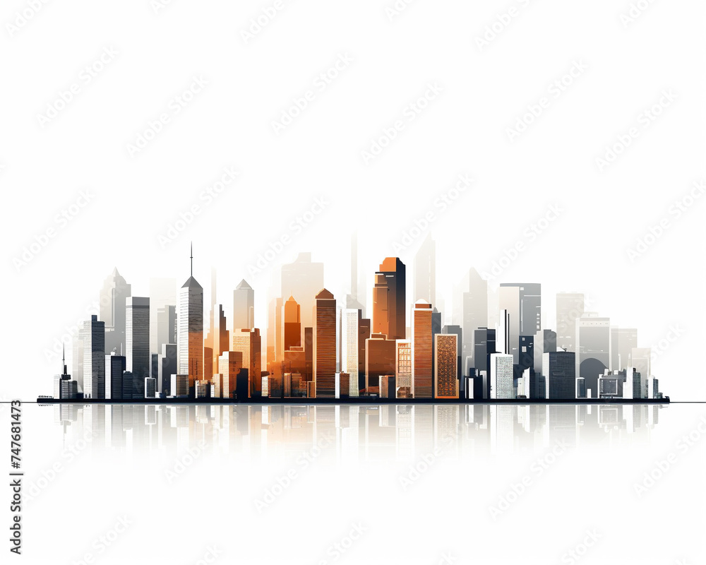 A city skyline depicted in a minimalist style