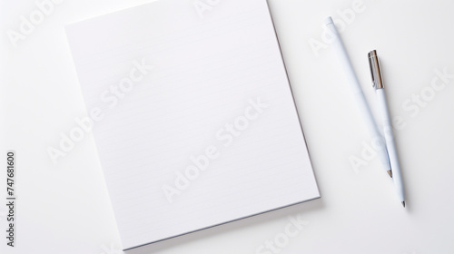 A sleek pen hovering over a blank page photo