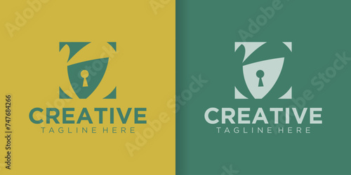 initial letter b logo collection with padlock protector. Creative abstract monogram icon for modern business, digital marketing.