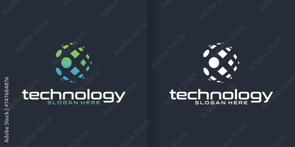 modern digital technology, data globe technology logo design inspiration template modern digital technology, data globe technology logo design inspiration template