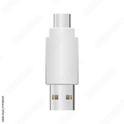 シンプルなイラスト_白い変換アダプタ_USB Type-CからUSB Type-A 2.0