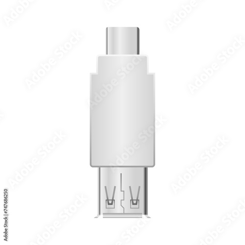 シンプルなイラスト_白い変換アダプタ_USB Type-CからUSB Type-A メス