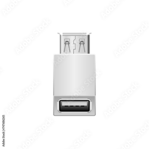 シンプルなイラスト_白い変換アダプタ_USB Type-A 2.0 メス and メス