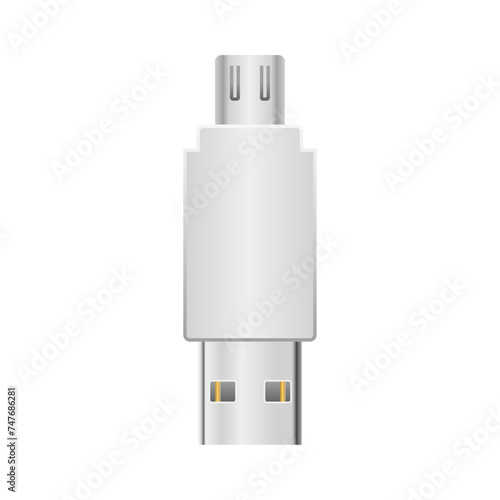 シンプルなイラスト_白い変換アダプタ_Micro USB Type-B 2.0からUSB Type-A メス