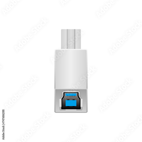 シンプルなイラスト_白い変換アダプタ_USB Type-B 3.0(3.1) オス and メス