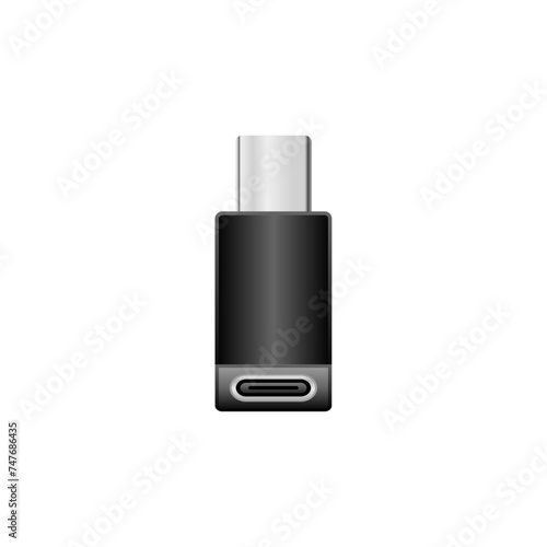 シンプルなイラスト_黒い変換アダプタ_USB Type-C オス and メス