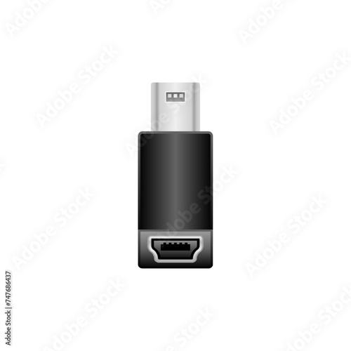 シンプルなイラスト_黒い変換アダプタ_Mini USB Type-B オス and メス